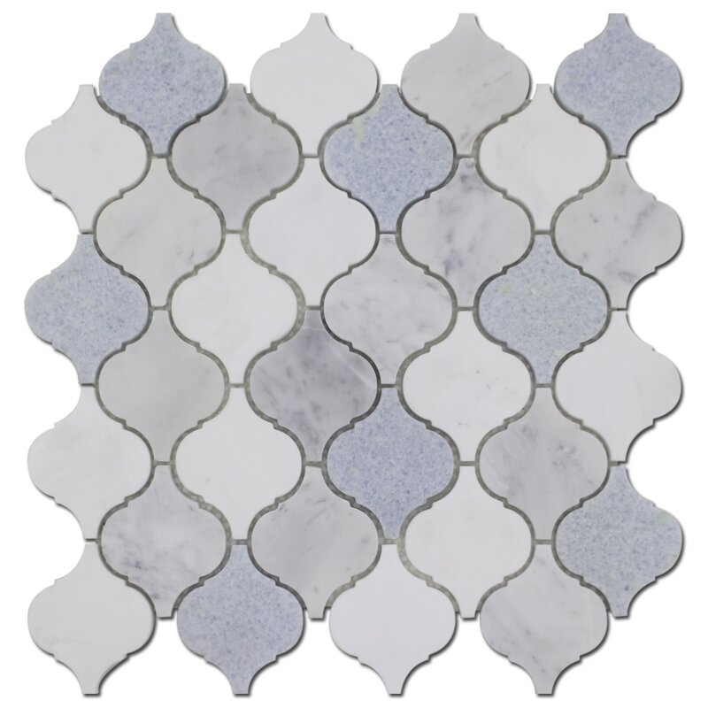 Cordelio Arabesque 12" x 12" Marble Mosaic Tile in White/Grey/Blue Wayfair.ca